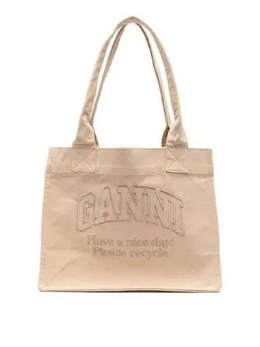 A5575 Cream Large Canvas Tote Bag 271066 1009659 - GANNI - BALAAN 1