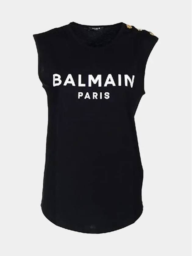 Gold Shoulder Button Logo Sleeveless Black - BALMAIN - BALAAN 2