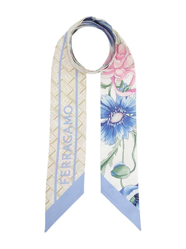 Bouquet Print Mini Scarf Blue - SALVATORE FERRAGAMO - BALAAN 2