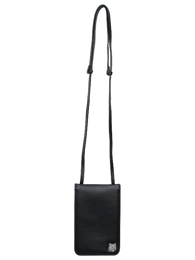 Fox Head Leather Messenger Cross Bag Black - MAISON KITSUNE - BALAAN 4