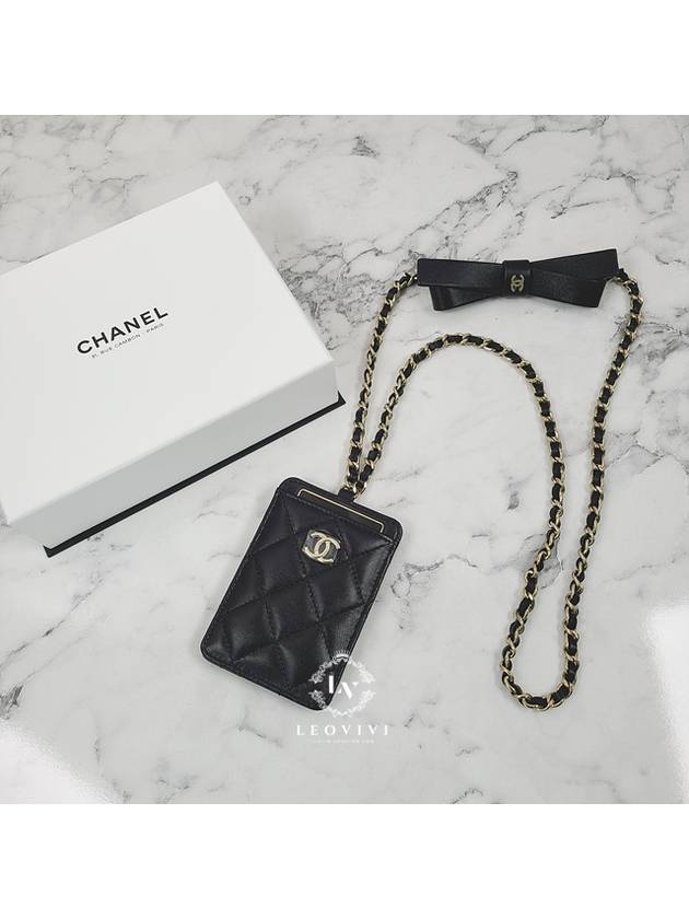 Cambon Classic CC Logo Ribbon Chain Card Holder Necklace Lambskin Gold Plated AP2421 - CHANEL - BALAAN 5