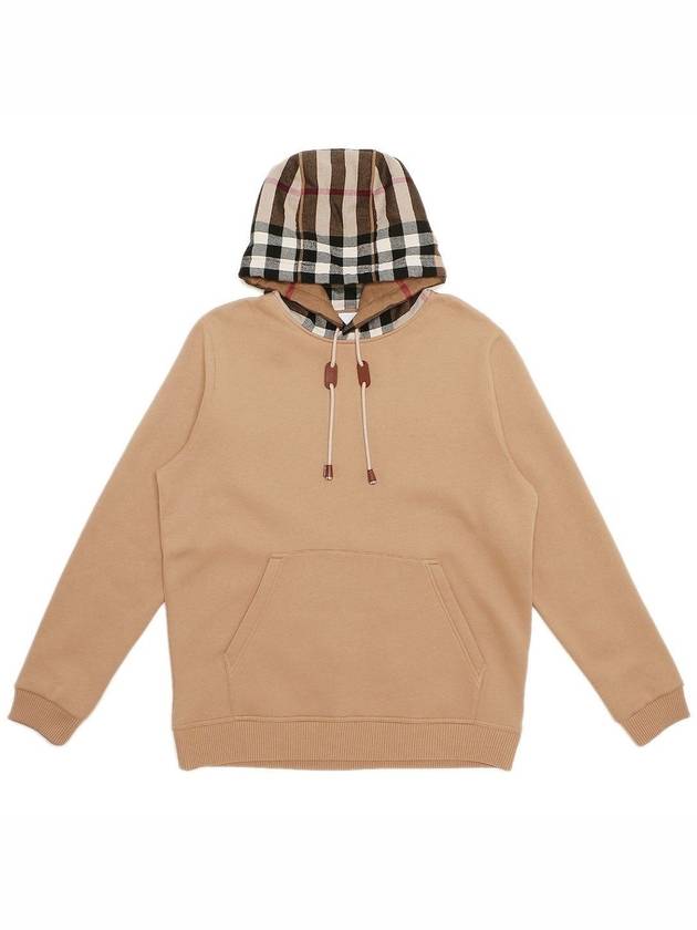 Check Cotton Blend Hoodie Camel Beige - BURBERRY - BALAAN 6