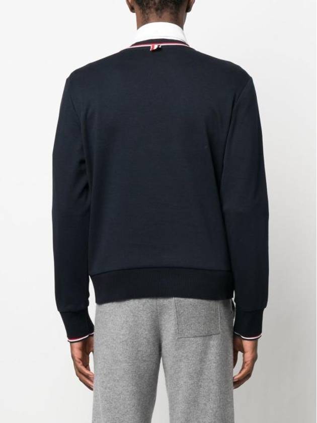 Logo Tab RWB Stripe Trimming Knit Top Navy - THOM BROWNE - BALAAN 3