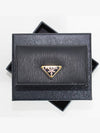 Vitello Move Triangle Logo Card Wallet Black - PRADA - BALAAN 3