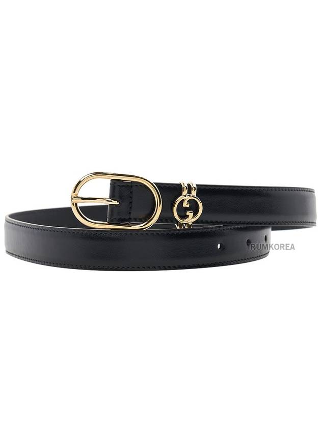 Interlocking G Logo Plaque Leather Belt Black - GUCCI - BALAAN 11