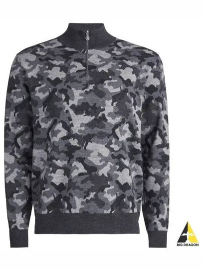 Camo Jacquard Quarter Zip Merino Wool Knit Top Charcoal - G/FORE - BALAAN 2