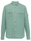 Linen Pocket Long Sleeve Shirt Green - CP COMPANY - BALAAN 2