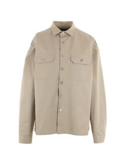 Heavy Cotton Shirt Long Sleeve Beige - PRADA - BALAAN 2