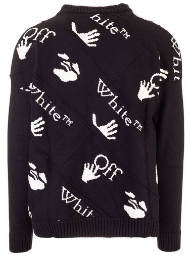 Wool Over Logo Pattern Knit Top Black - OFF WHITE - BALAAN 1