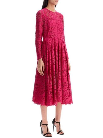 shocking pink floral lace midi dress - DOLCE&GABBANA - BALAAN 2