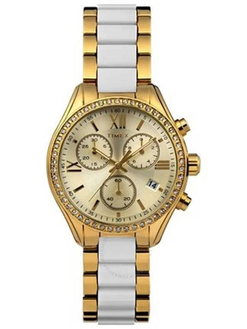 Timex Classic Chronograph Quartz Crystal Gold Dial Ladies Watch TW2V74900 - TIMEX - BALAAN 1