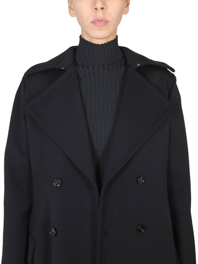 Women's Double Breasted Wool Coat Black - BOTTEGA VENETA - BALAAN 5