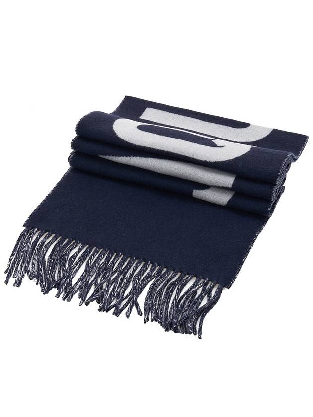 Lecharpe Fringe Logo Virgin Wool Muffler Navy - JACQUEMUS - BALAAN 4