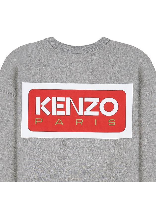 Paris Logo Crew Neck Cotton Sweatshirt Pearl Grey - KENZO - BALAAN 9