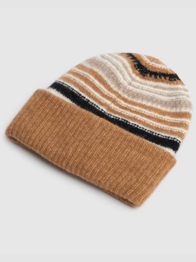 Logo Striped Wool Beanie Brown Women s - GANNI - BALAAN 6