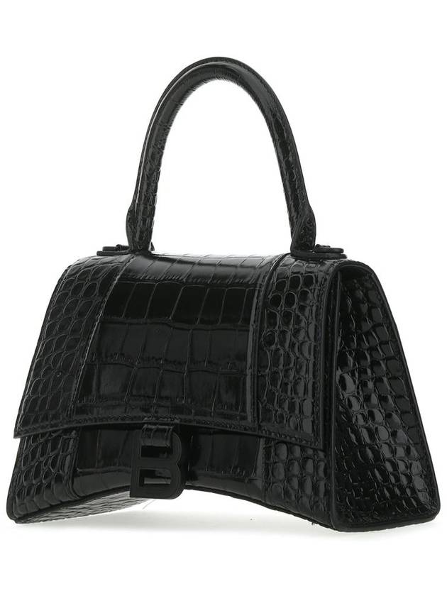 Hourglass Crocodile Embossed Small Tote Bag Black - BALENCIAGA - BALAAN 3