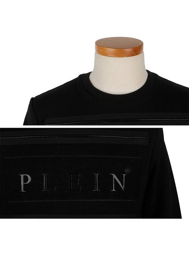 Logo Print Zipper Design Cotton Sweatshirt Black - PHILIPP PLEIN - BALAAN 5