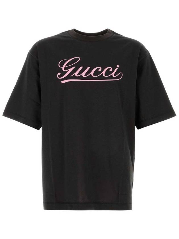 Script Print Cotton Short Sleeve T-Shirt Black - GUCCI - BALAAN 2