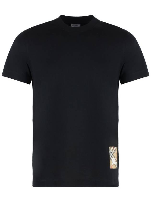 Check Label Cotton Short Sleeve T-Shirt Black - BURBERRY - BALAAN 2