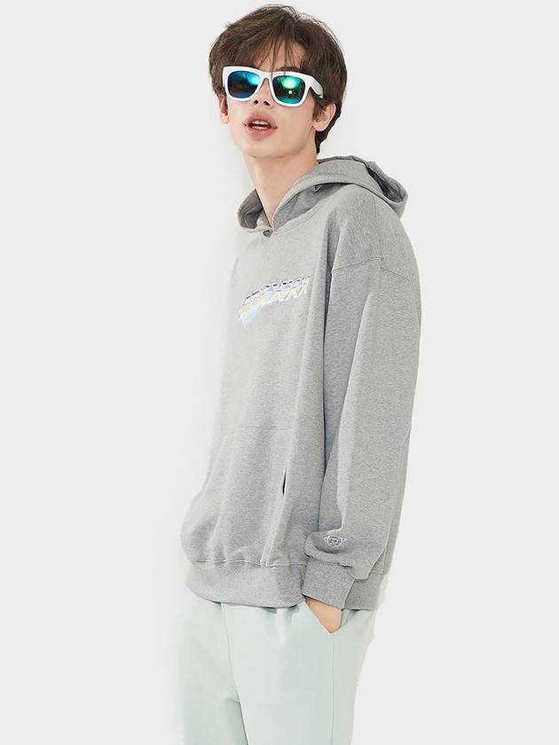 Stripe logo Hoodie Oversize fit Gray - AOX - BALAAN 5