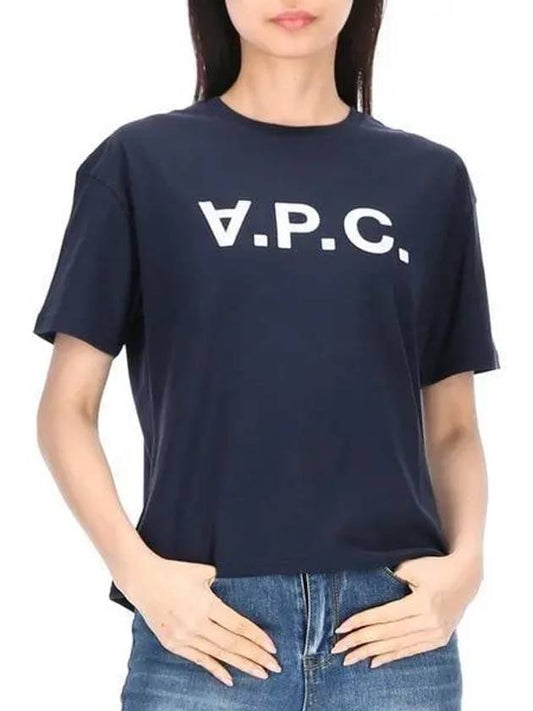 Logo Print Crew Neck Short Sleeve T-Shirt Navy - A.P.C. - BALAAN 2