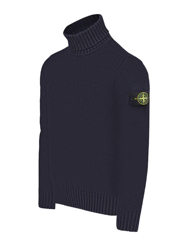 Wappen Patch Loose Fit Cotton Turtleneck Navy - STONE ISLAND - BALAAN 6