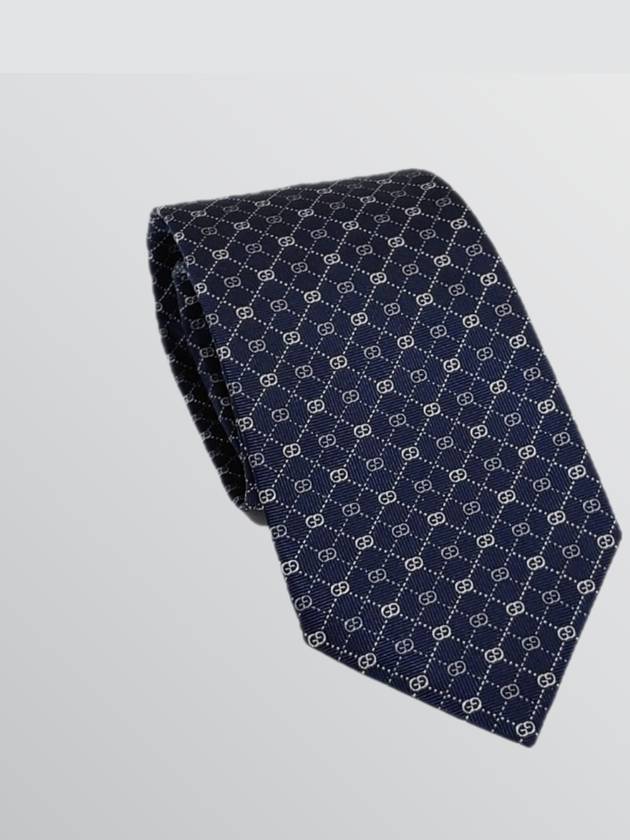 GG Dot Pattern Silk Tie Navy - GUCCI - BALAAN.