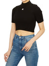 Courr ges 323MPU071FI0001 BLACK Women s Crop Short Sleeve Knit - COURREGES - BALAAN 7