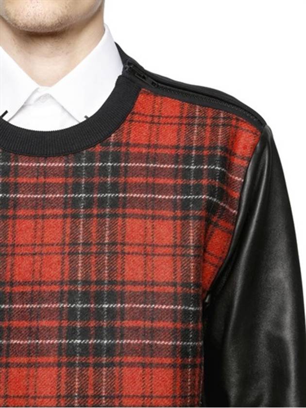 Tartan wool and leather sweatshirt - GIVENCHY - BALAAN 4