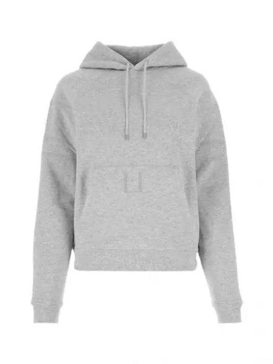 Logo Kangaroo Pocket Fleece Hooded Top Gray - SAINT LAURENT - BALAAN 2