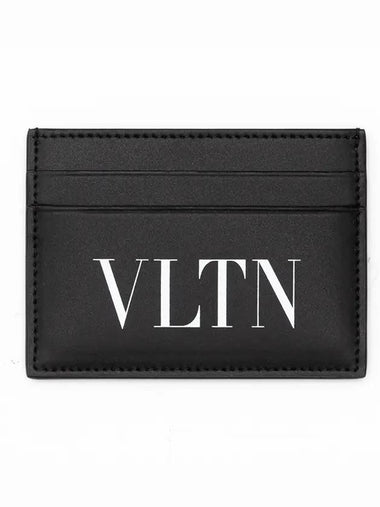 VLTN Logo Two-Tier Card Wallet Black - VALENTINO - BALAAN 1