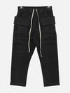 Side Pocket Drawstring Cotton Track Pants Black - RICK OWENS - BALAAN 3