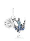 Sparkling Swallow Quart Double Dangle Charm Blue - PANDORA - BALAAN 3