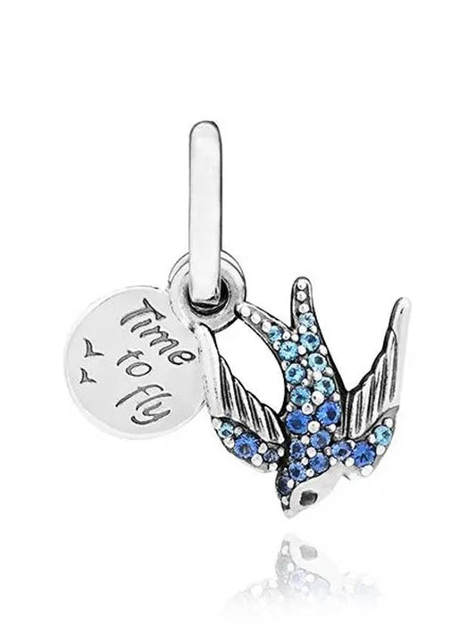 Sparkling Swallow Quart Double Dangle Charm Blue - PANDORA - BALAAN 2