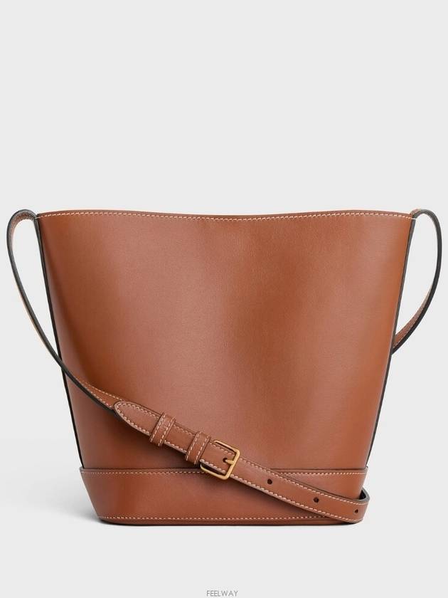 Cuir Triomphe Calfskin Small Bucket Bag Tan - CELINE - BALAAN 4