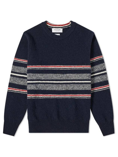 Seasonal Birdseye Jacquard Knit Top Navy - THOM BROWNE - BALAAN 1