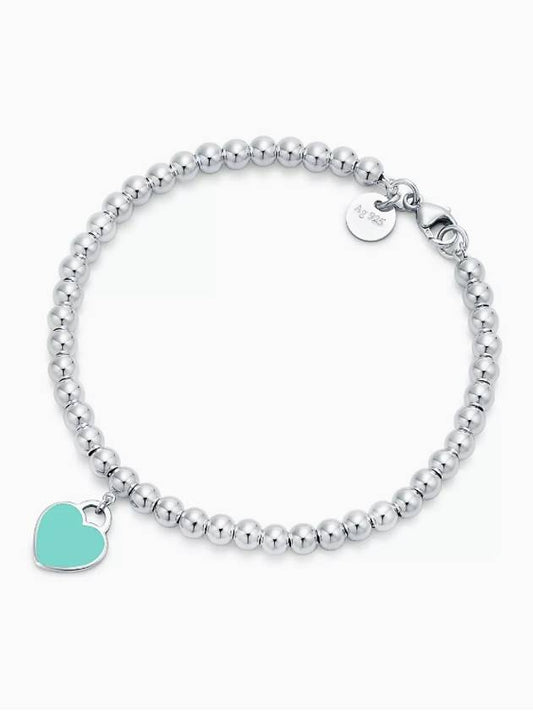 Tiffany Heart Tag Bead Bracelet 4mm Blue Women - TIFFANY & CO. - BALAAN 1