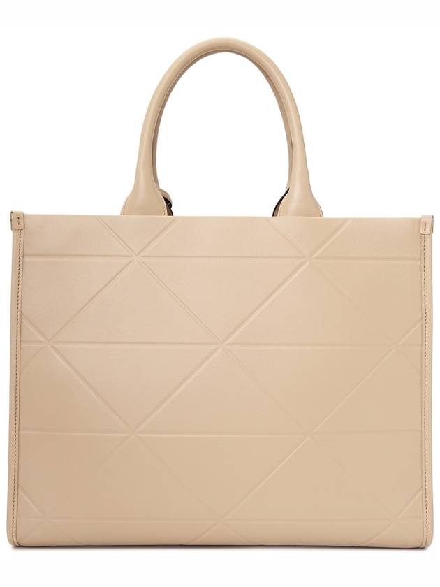 Top Stitching Medium Leather Symbole Tote Bag Beige - PRADA - BALAAN 5