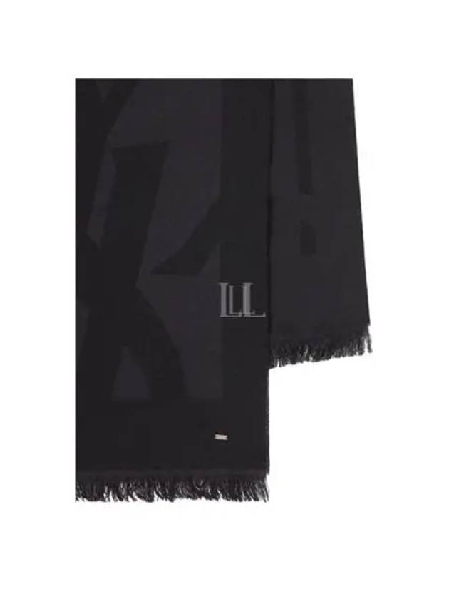 Cassandra Monogram Wool Jacquard Scarf Black - SAINT LAURENT - BALAAN 2