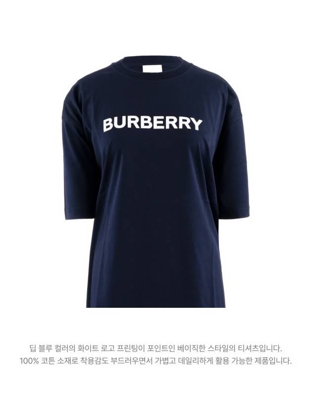 Logo Print Short Sleeve T-Shirt Navy - BURBERRY - BALAAN 3