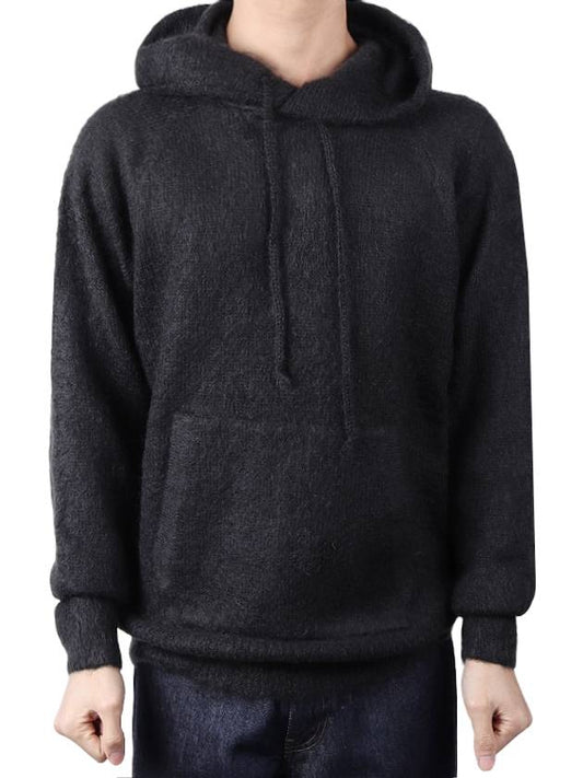 Men's Brushed Super Kid Mohair Hoodie Ink Black A23AP01KM INKBLACK - AURALEE - BALAAN 2