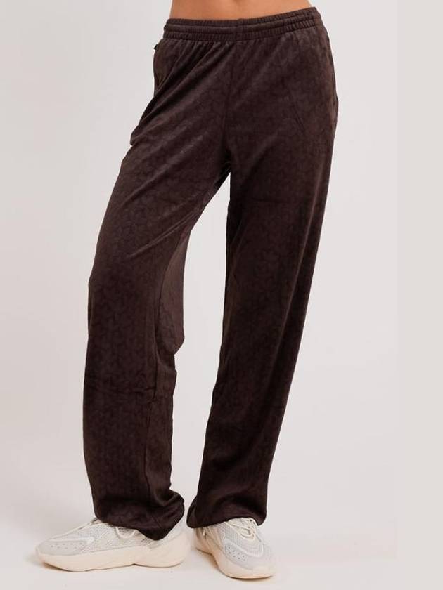 Monogram Straight Leg Velvet Track Pants Brown - ADIDAS - BALAAN 2