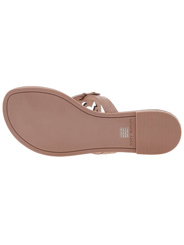 Miller Logo Leather Flip Flops Beige - TORY BURCH - BALAAN.