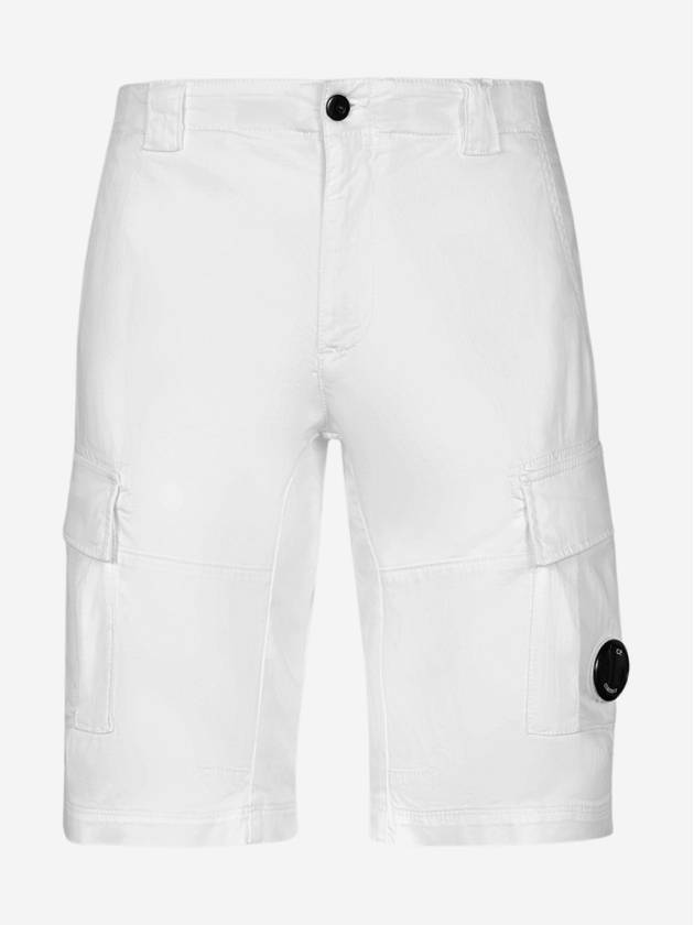 Stretch Satin Cargo Shorts White - CP COMPANY - BALAAN 2