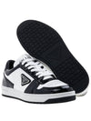 Men's Downtown Triangle Logo Leather Low Top Sneakers White Black - PRADA - BALAAN 6