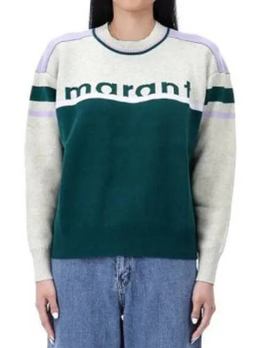 Logo Jacquard Sweater Green Gray PU0115FAA1L61E60ED 968601 - ISABEL MARANT - BALAAN 1