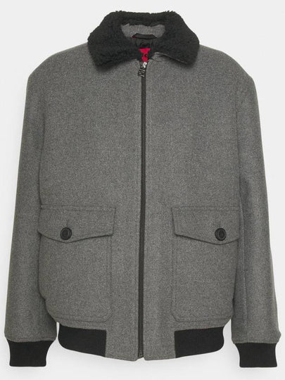 Teddy Collar Regular Fit Bomber Jacket Grey - HUGO BOSS - BALAAN 2