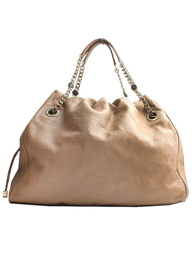 Deep beige leather gold plated big shoulder bag - BVLGARI - BALAAN 3