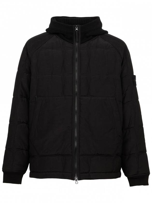 Wappen Patch Quilted Cupro Cotton Zip Up Hoodie Black - STONE ISLAND - BALAAN 2