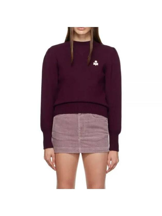 Kelaya Embroidered Logo Knit Top Dark Plum - ISABEL MARANT - BALAAN 1